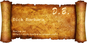 Dick Barbara névjegykártya